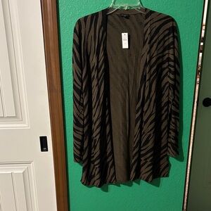 Talbots Zebra Print Open Front Cardigan